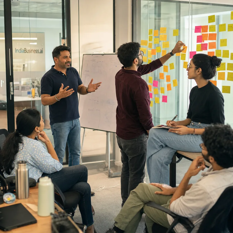 The IndiaBusiness.ai team in a planning session